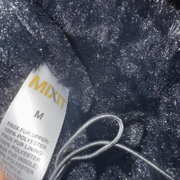 Mixit Bootie Faux Fur Black Slippers, NWT, Women’s Size M 7-8 - Picture 4 of 5